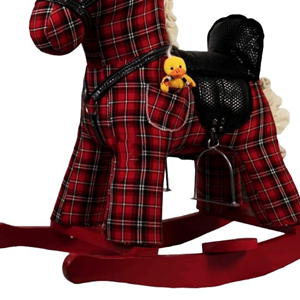 راکر اسب کودک چوبی شطرنجی قرمز - مشکی -اسباب بازی